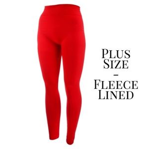 Red Plus Size Fleece Lined Leggings